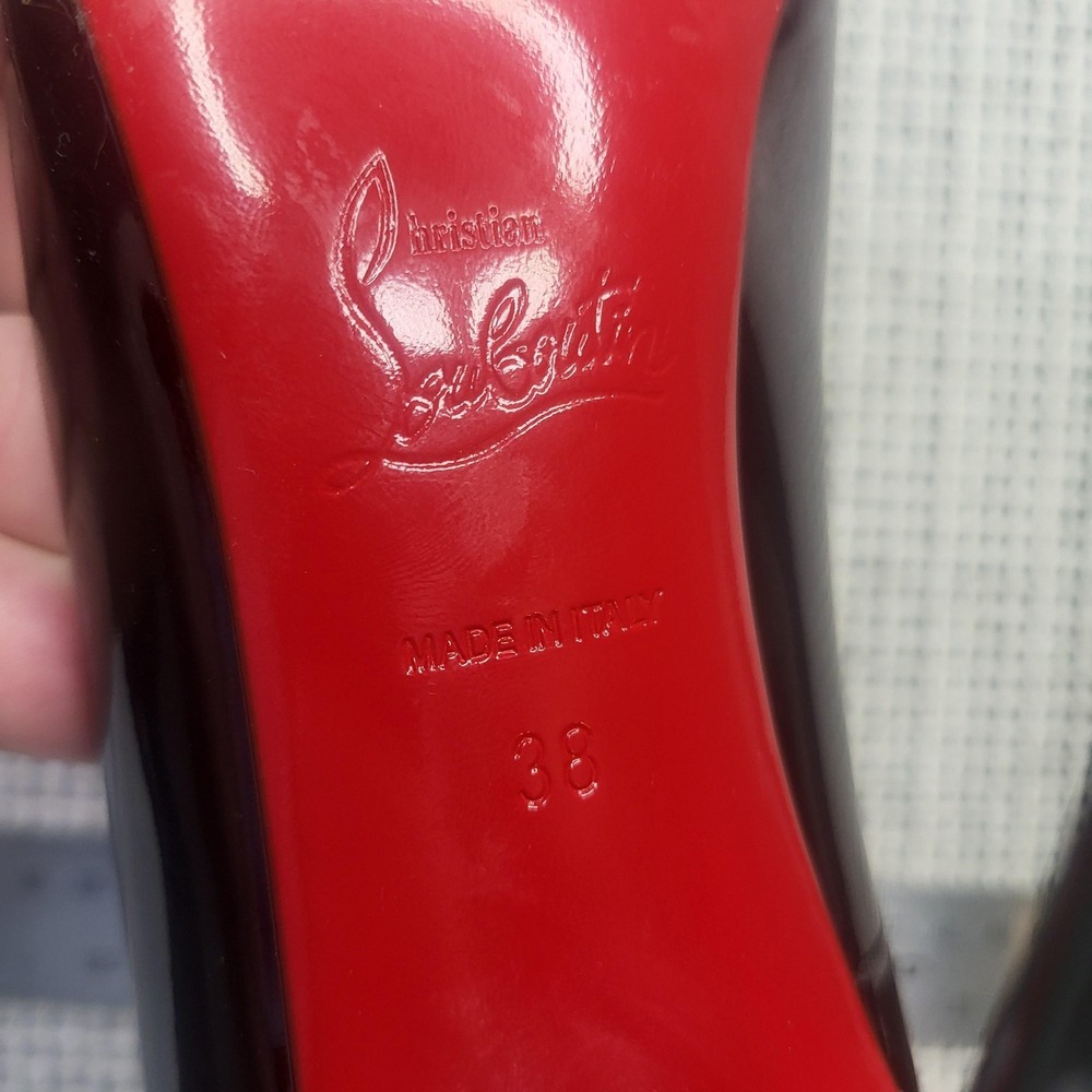 Christian Louboutin Shoes Womens 7.5 Black Patent Leather Stiletto Heel Pumps - Picture 4 of 6